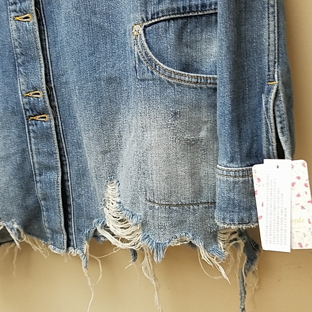 NWT Free People Moonchild Cotton Denim Shirt Jacke - Picture 4 of 5